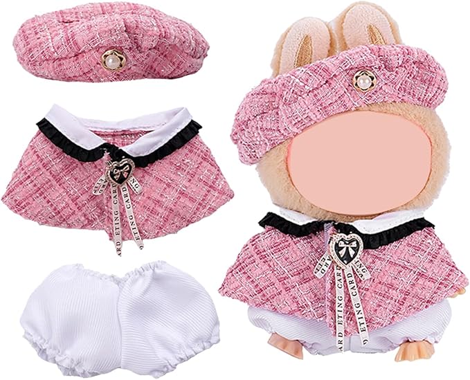 17cm Doll Clothes Set, Premium Jeans & Knitted Sweater Outfit for 17cm 15cm Dolls, Cute Dress Up Fashion, No Doll Included (Pink, 17cm/15cm)