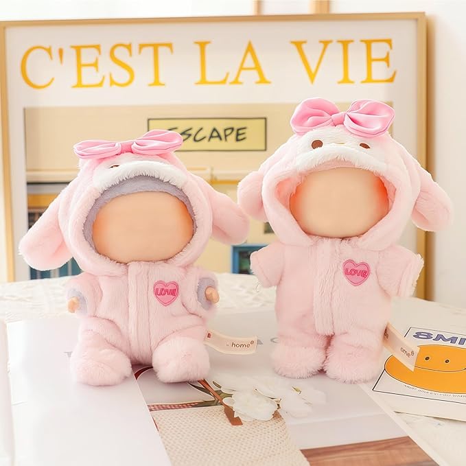 17cm Doll Clothes Set, Overalls Set for 6.7inch Doll Suit, Faking Animal Style Outfit Jumpsuit, Cute Fashion Dress Up Clothes Accessories for 1st/2nd/3rd Gen Dolls (Rabbit)