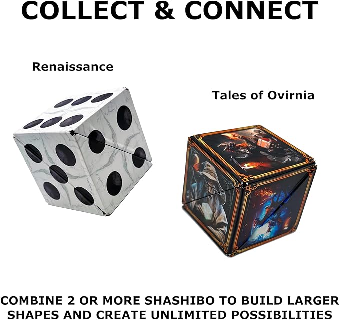 SHASHIBO Shape Shifting Box - Award-Winning Fidget Toy w/ 36 Rare Earth Magnets - Fidget Cube Transforms Into Over 70 Shapes, Sensory Toy Gift for Kids, Teens, and Adults (Renaissance)