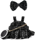 Doll Clothes for 17cm Dolls, Premium Handmade with Luxury Chic Style Set 3 Piece Set Including a Dress, Black Bag and Bow, High-End Dolls Accessories for Play & Display for Play & Display
