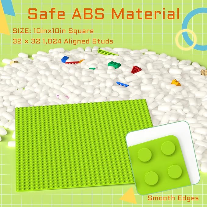 Vdealen 8 Pack Classic Baseplates 10" x 10" Large Building Plates for Building Bricks, Compatible with All Major Brands and Activity Table- Perfect STEM Gift for Builders (Multicolored)
