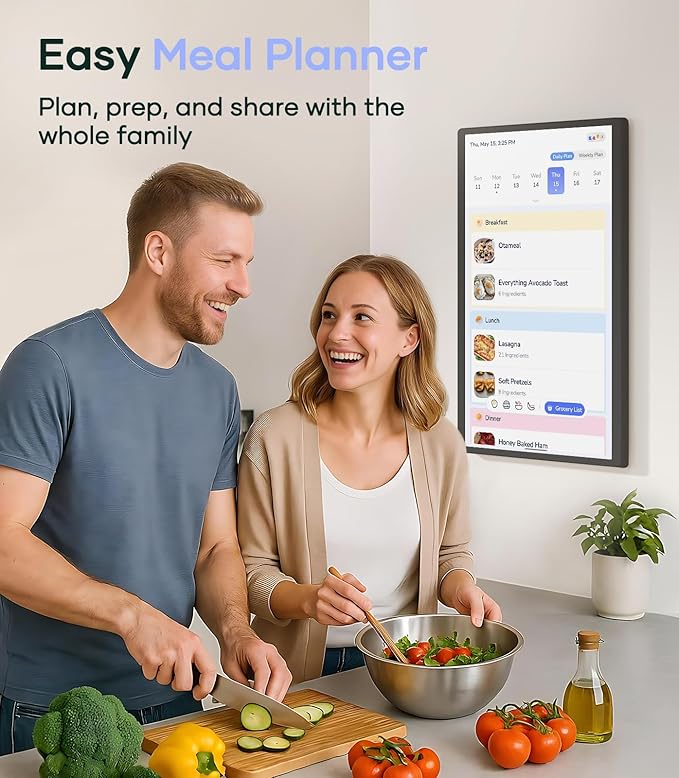 Cozyla Mate Digital Calendar+ 2: 24 Inch Wall Touch Screen Chore Chart Customize Dashboard Smart Electronic Calendar for Family Schedules Meal Planner Supports All Google Play Apps Wall Mount Black