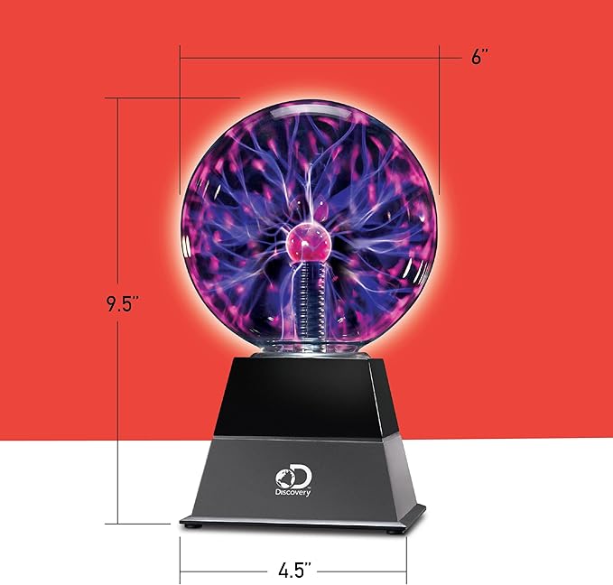 Discovery™ Plasma Globe Lamp, Touch & Sound Sensitive Lightning, Interactive Electric Plasma Ball for Hands-On STEM Learning, Plug-in Bedroom & Desktop Decorative lamp