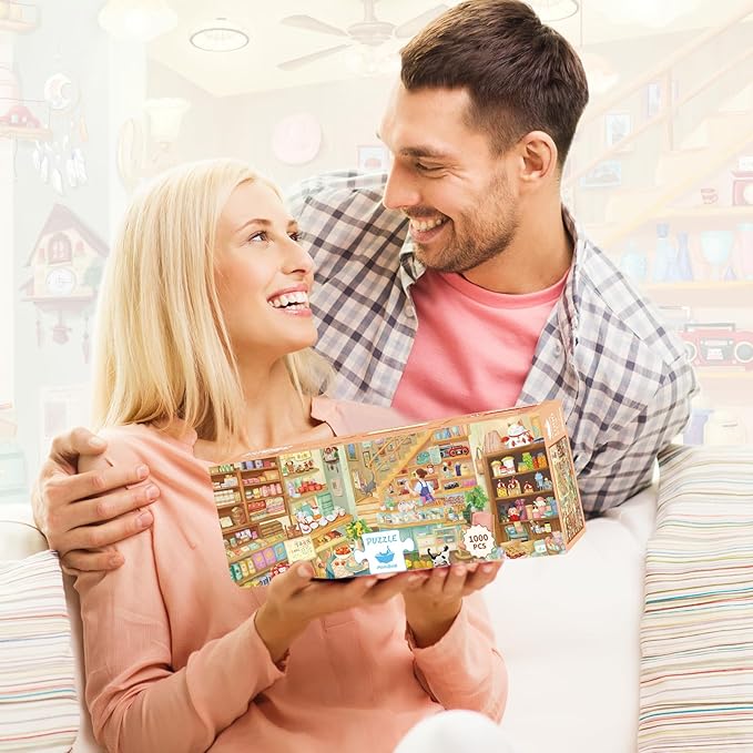 MOMIBOOK Puzzles for Adults 1000 Pieces Jigsaw Puzzles of Carefree Store, Painting Image Grocery Shop Puzzle Difficult Challenging Hard Impossible Puzzle Unique Funny Party Christmas Birthday Gifts