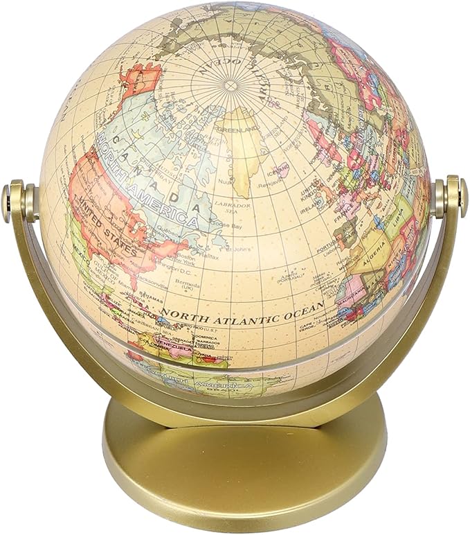 World Globe for Adults, Clear Plastic, Political Map, Desktop Rotating Earth Geography Globe