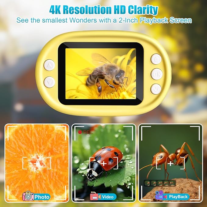 1000X Handheld Microscope for Kids, Weton 2.0" HD Screen Mini Digital Microscope w/Slides Kit Portable Edu Gift for Age 4-6 8-12 Children Students,32G SD Card & Tripod Stand Included
