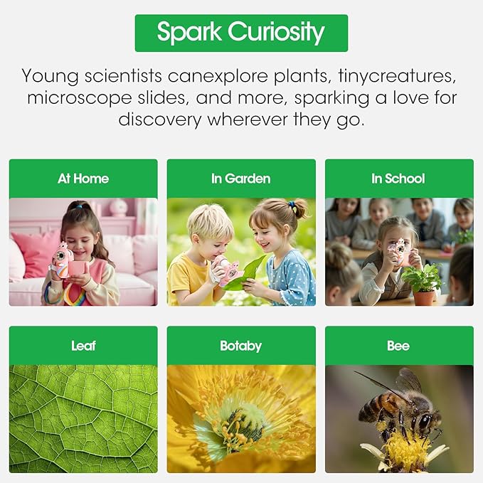 Microscope for Kids: 3-in-1 Portable Handheld Microscope & Digital Explorer Kit, Educational STEM Toy, Holiday & Birthday Gift for Ages 3-12 Girls Boys, Pocket Miniscope for Backyard, Park, Classroom