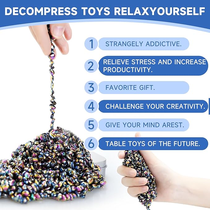 550pcs Ferrite Putty Fidget Toys for Adults Teens - Stress Relief Desk Gadgets with Magnetic Beads, Professional Sensory Toys for Office Anxiety & Focus, Stocking Stuffers for Men Women