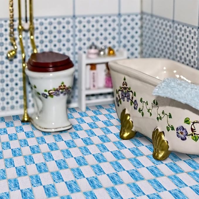 DOITOOL Miniature Dollhouse Flooring Mini Dollhouse Accessories, 27PCS Floor Sheet Wood Flooring Decorations, Doll House Furniture Accessories
