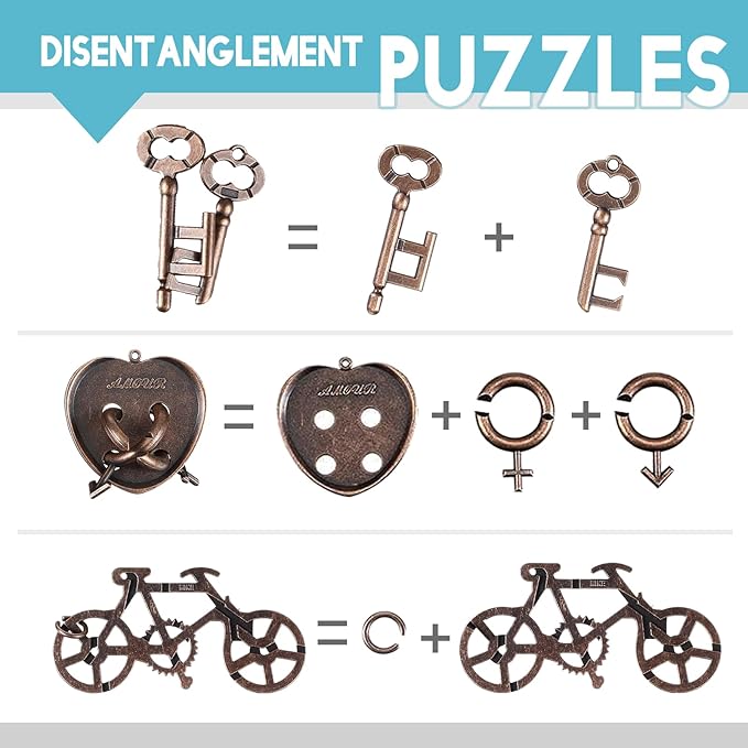 Metal Brain Teaser Puzzles for Adults Hand Puzzle Unlock Interlocking Puzzle Toy Lock Puzzles Gift for Adults Teenagers (Style A)