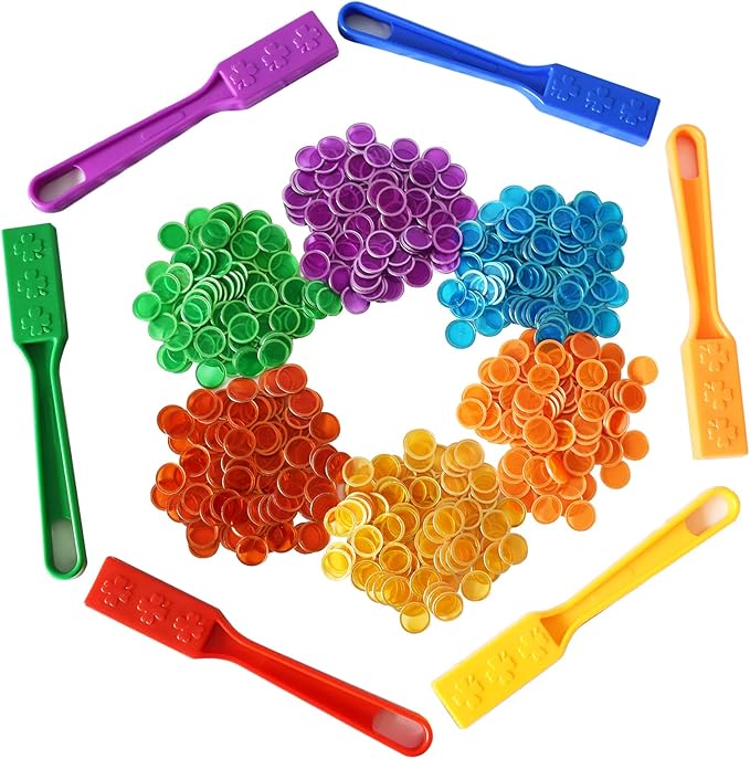 Yuanhe Magnetic Bingo Chips Set - 6 Colors Magnetic Wands with 600 Metal Chips for Counting and Sorting, Educational Activities