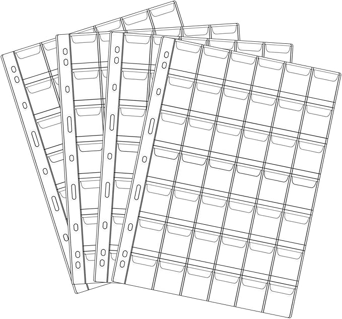 42 Pocket Coin Pages, 10 Sheets Plastic Coin Holders Stamp Collector Supplies for Coin Stamp Currency Collection