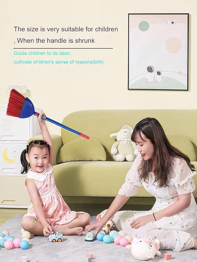 Small Broom-Indoor or Outdoor Portable Broom with Adjustable Handle, Cleaning Little Helper for Housekeeping,Office,Working Desk,Pet Nest