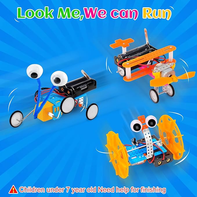STEM Robotics Kit 6 Set Science Experiments Project Activities Toys for Kids 8-12 Engineering Building Electronic Motor Robot Kid Craft Boy Girl 8 9 10 12 Year Old Gift Summer Outdoor Toy