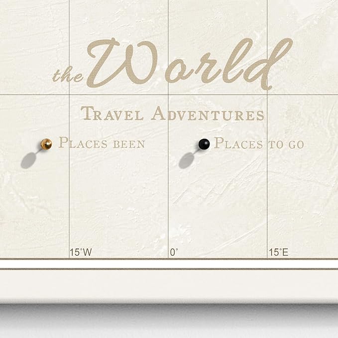Canvas World Map with Cork Pin Board - English Lettering - Decorative Wall Decoration for All Rooms - Canvas Pictures with World Map Motif (120x80 cm, Pattern 8)