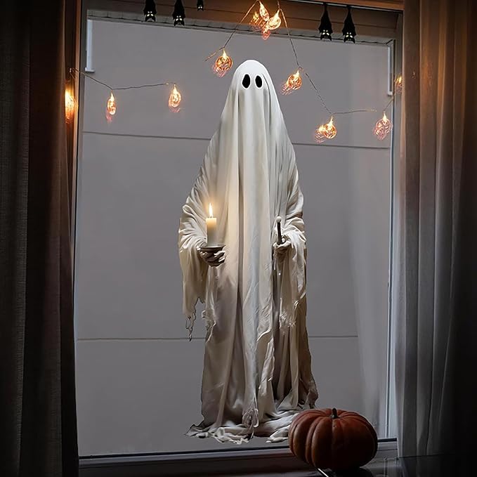 Halloween Window Clings for Glass 2 Sheets Ghost Window Decals Spooky Window Stickers Reusable Windows Cling for Halloween Fall Party Supplies Home School Office Glass Decorations