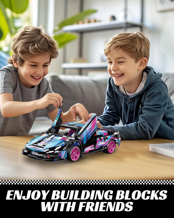 1:18 Technic Super Sports Cars Model Sets - 586 PCS Cyberpunk MOC Building Block Car Raceing Engineering Toys - Gift Idea for Adults Boys Girls for Play and Display Collection