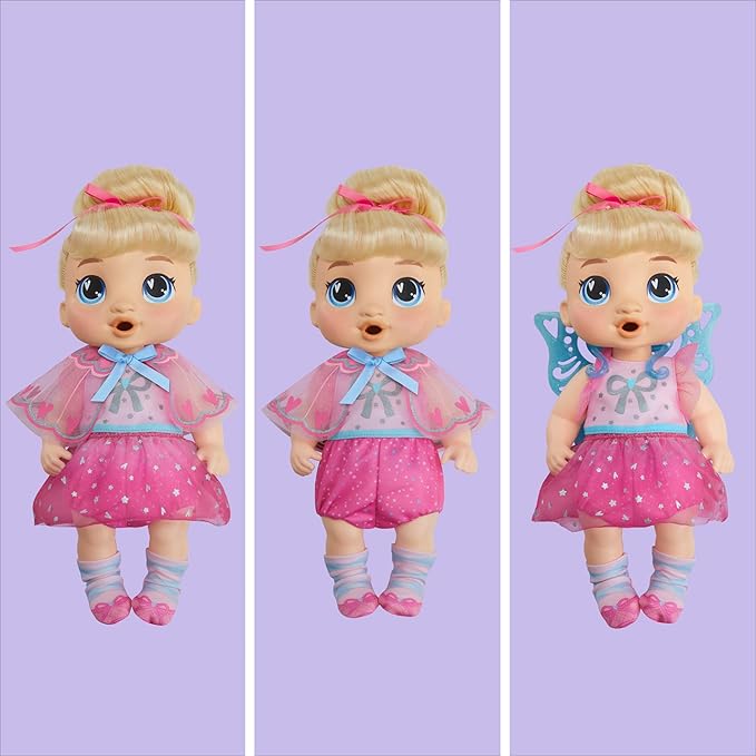 Baby Alive Fairy Fashions Harper Hugs Doll with Clothes Accessories, Blonde Hair, 11 Inches, Toys for 3 Year Old Girls and Boys & Up (Amazon Exclusive)