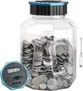 X-Large Piggy Bank for Adults Kids, Vcertcpl Digital Coin Counting Bank with LCD Counter, 2.4L Capacity, Great Coin Counter Bank Money Counting Jar with Total Amount Displayed (Blue, X-Large)