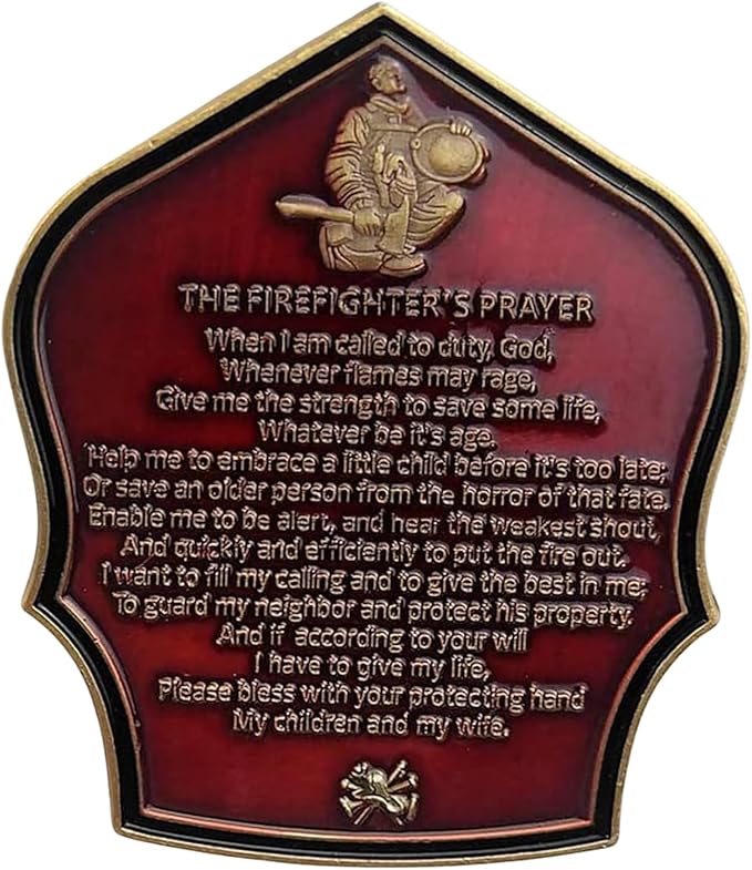 Firefighter Challenge Coin – Military Challenge Coin – Firefighter Coins Prayer Challenge Coins – Thin Red Line – Commemorative Firemen Souvenir Gift –Thank You for Your Service