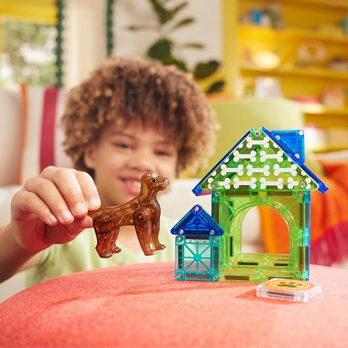 MAGNA-TILES Dog House 13-Piece Magnetic Construction Set, The Original Magnetic Building Brand