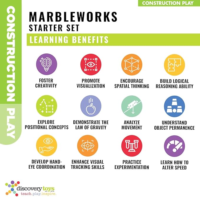 Discovery Toys MARBLEWORKS Marble Run Starter | Kid-Powered Learning | STEM Educational Building Block Toy Learning & Childhood Development 5 Years Old and Up