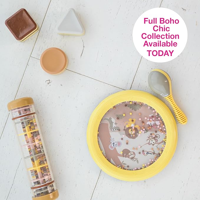 Edushape Rainstick 8 Inch Boho Chic - Rainmaker Toy for Babies, Sensory Tubes Musical Instrument - Rain Stick Baby Toy for Soothing Rain Sounds, Perfect Tummy Time Toys, Engaging Toddler Sensory Play