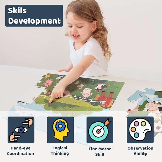 Jumbo Floor Puzzle for Kids, Large Jigsaw Puzzles 48 Piece for Kids Ages 3-5,Preschool Learning & Education Toys, Gifts for 4-8 Year Old Boys and Girls (Farm Animals)