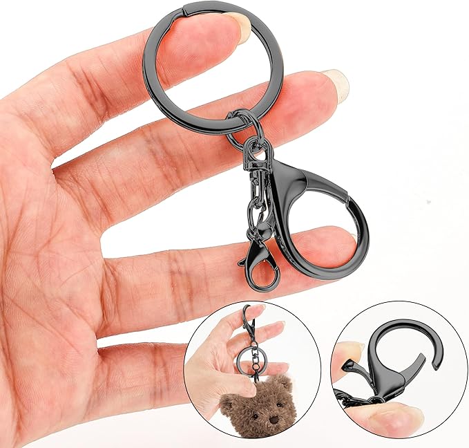10 Pack a Set Metal Lobster Claw Clasps and Key Rings, Key Chain Accessories, Keychain Making kit for Keys, Art Crafts, Jewelry Making, Silver - Gunmetal