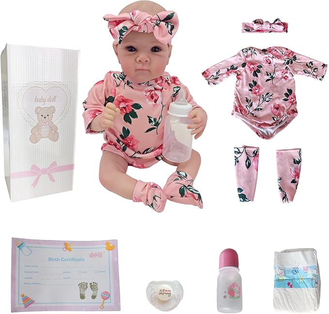 Realistic Reborn Baby Dolls-18 Inch Real Life Baby Dolls Girl Lifelike Baby Doll with Accessories for 3+ Years Old (Red)