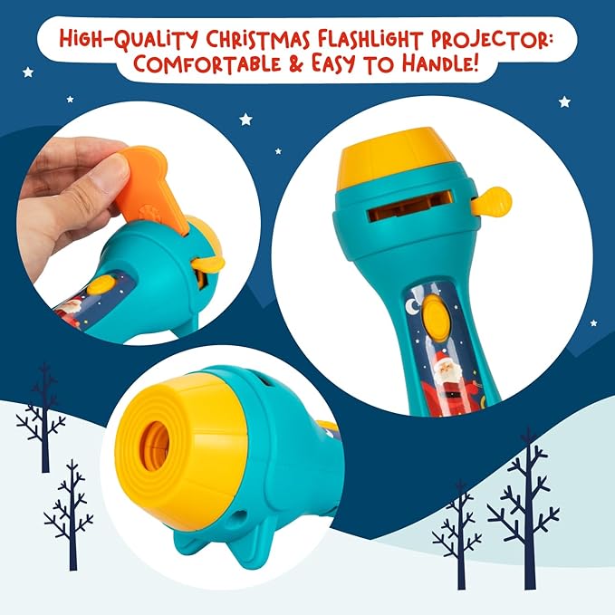 Nene Toys Christmas Fairy Tales Interactive Book with Flashlight Projector & Shadow Puppets - Magical Stories & Theatrical Playset for Kids 3+ Years - 5 Languages - Perfect Holiday Bedtime Kit
