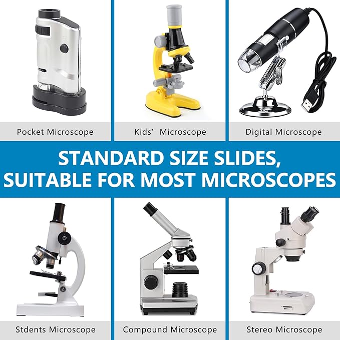 Microscope Slides with Specimens for Kids, 30 Lab-Grade Prepared Microscope Slides, Animal Plant Microbe Cells, STEM Biology Kit for Kids Ages 6-8 Homeschool, Classroom Labs & Science Education