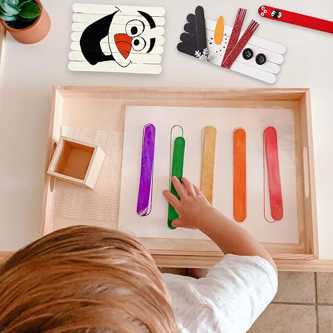WISYOK 120 Pcs Wood Craft Sticks 5.9 Inch, Ice Cream Sticks, Jumbo Sticks, Popsicle Sticks, Ideal for Building Model, Kids Handicraft, and Creating Craft Projects