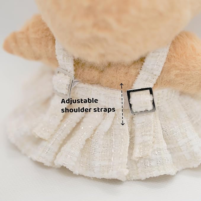 17cm Doll Clothes - Premium Handmade Clothes 3 Piece Set Bowknot & Bag & Dress Adjustable Doll Outfit - Luxury Chic Style Set High-End Fashion Accessories (No Doll) - White Bow Set
