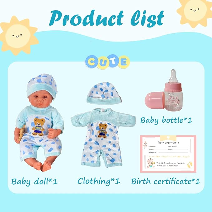 Reborn Baby Dolls Silicone Full Body 15.4in Weighted Real Life Open-Eyes Boy Dolls Lifelike Newborn Baby Soft Body Flexible Limbs Not Vinyl