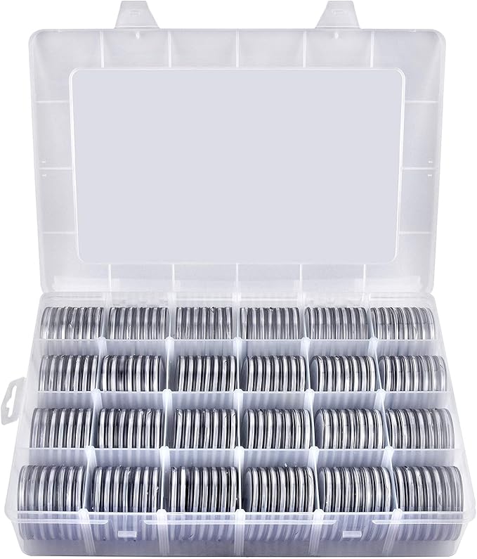 Coin Capsules 46mm with Foam Gasket and Plastic Storage Organizer Box, 6 Sizes (20/25/27/30/38/46 mm) Coins Collector Case Holder for Collection Supplies-168 Pieces