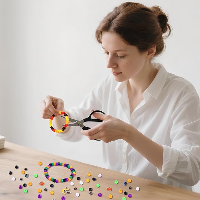 XIANNVXI 10Colours Halloween Pony Letter Beads Set Friendship Bracelet Making Kit 640pcs Orange Purple Green White Letter Pony Beads Bulk