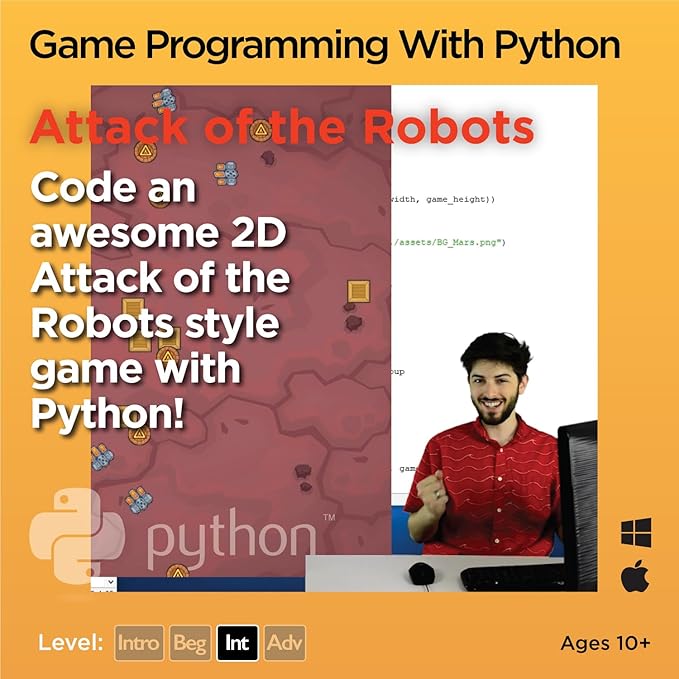Python for Kids, Award-Winning STEM Courses, Coding for Kids, Ages 10+ with Online Mentoring Assistance, Learn Computer Programming and Code Amazing Games with Python (PC & Mac) (Box Art Varies)