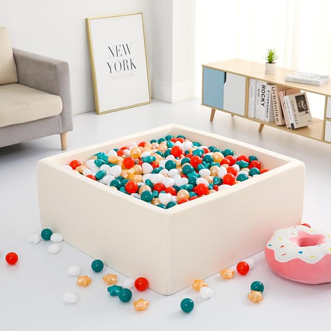 Ball Pit Balls Pack of 100 200 500 - Star and Round Set BPA Free Phthalate Free Non-Toxic Crush Proof Play Balls Soft Plastic Balls for Toddlers Baby Kids Birthday Pool Tent Party