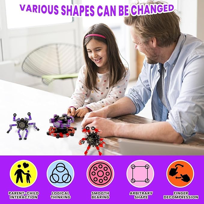 48pcs Transformable Fidget Spinners Children's Advanced Fidget Toys for Stress Relief Ideal Fidget Spinners for Sensory Toys for Boys and Girls with Autism，Party Favors