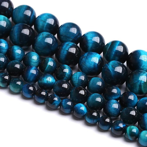10mm 36PCS Blue Tiger Eye Beads Natural Stone Gemstone Spacer Loose Beads for Jewelry Making DIY Bracelet Semi Precious Beads Strand 15 inches
