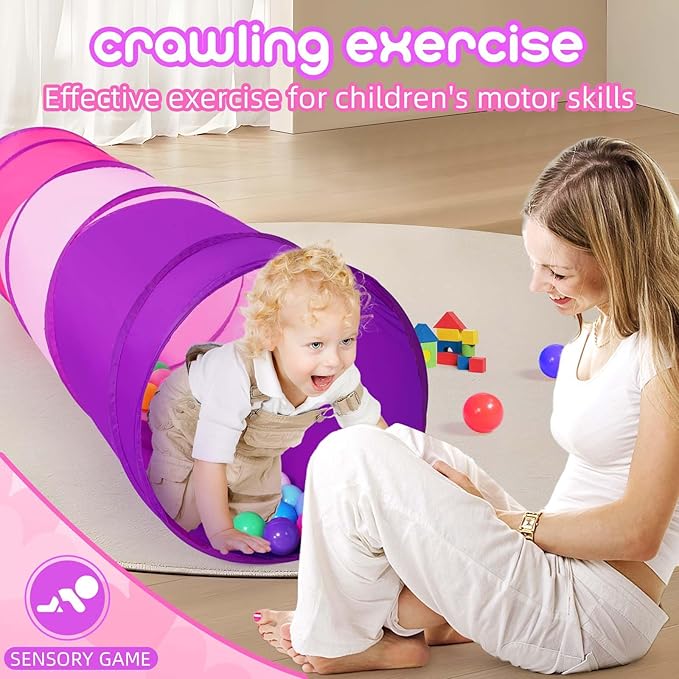 Kids Play Tunnel Tent for Toddler, 6-ft Pop Up Crawl Tunnel Toy for Baby Infant Children or Dog Cat, Collapsible Gift for Boy and Girl Play Tunnel Indoor and Outdoor Game
