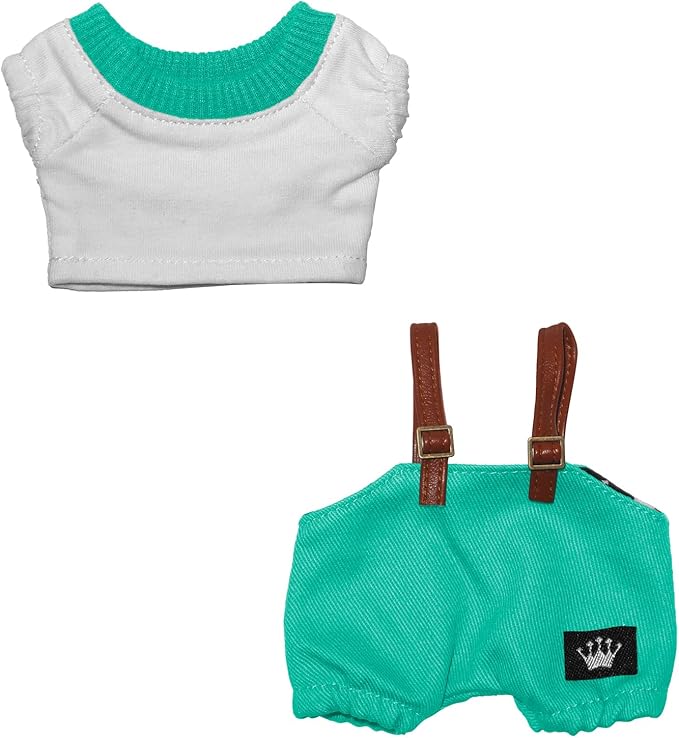 17cm Doll Clothes Set Premium Fashion Romper with Accessories Outfit Set for 17cm Dolls(NO Doll)(Colorful Shirt + Romper)