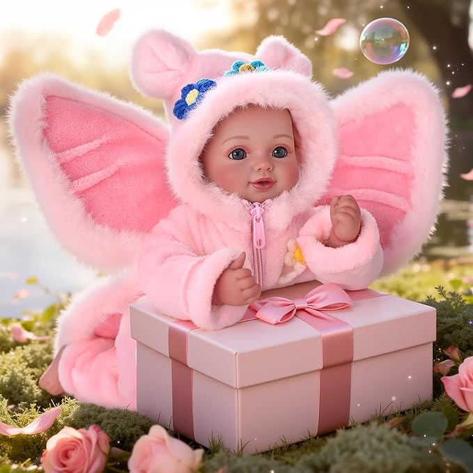 BABESIDE Baby Doll Girl - 17-Inch Soft Body Realistic Baby Doll with Blue Eyes and Fairy Outfit Real Life Baby Dolls for 3 4 5 6 7 8 9 Years Girl Birthday Gifts, Pretend Play, Christmas & Collection