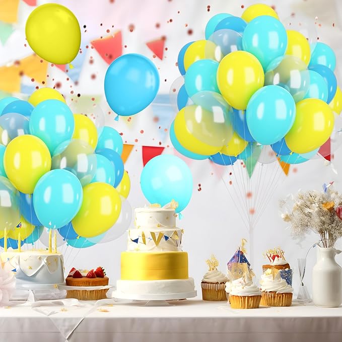 Teal and Yellow Balloons,Party Decorations,Clear Balloon Yellow Blue Teal Clear Balloon for Boy Girls Birthday Baby Shower Party Supplies