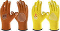 COOLJOB Breathable Toddler Work Gloves for Gardening Boy Girl Ages 6-9 Large, Nylon Kids Garden Gloves with Grip, Children Yard Gloves for Digging Weeding Landscaping, Yellow & Brown, 2 Pairs