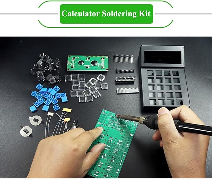 Electronic Calculator Soldering Practice Kit Desk Calculator Soldering Project Kit Electronic DIY Kits with 1602 LCD Display HUAGZIMO