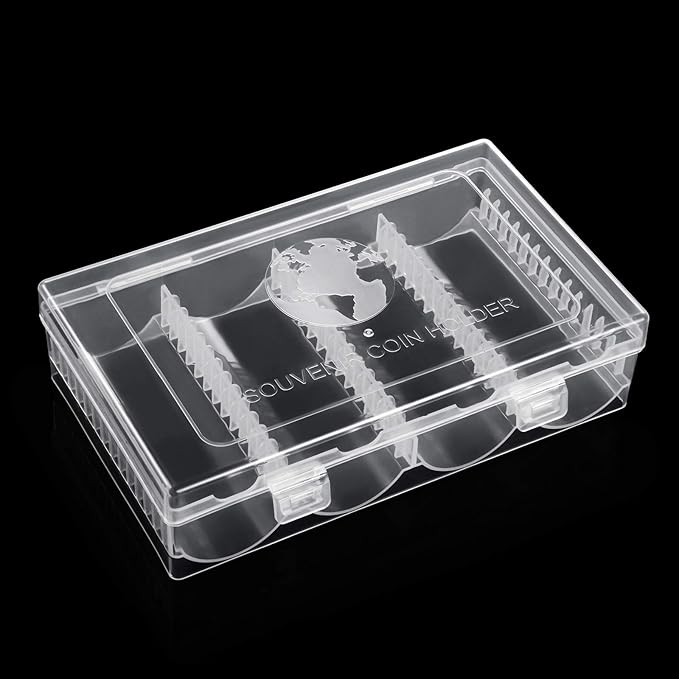 MUDOR 41 mm Coin Holder, 60 Pieces Silver Dollar Capsules with Foam Gasket, Professional Storage Case Box for Coin Collection