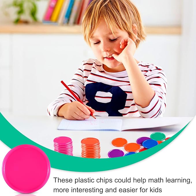 Coopay 500 Pieces 1 Inch Bingo Chips Bulk, 10 Colors Bingo Markers for Math Practice, Plastic Learning Counters Disks Counting Discs and Poker Chips Game Tokens Kids Reward