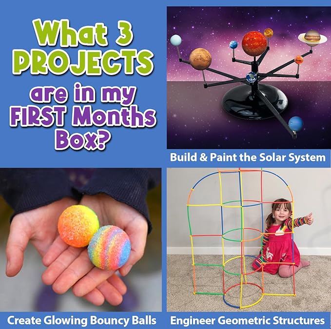 3-Month Subscription | 3 Science Kits, 9 Hands-On STEM Projects | Educational Experiments & Activities for Kids Ages 7–12, Great Gift Idea